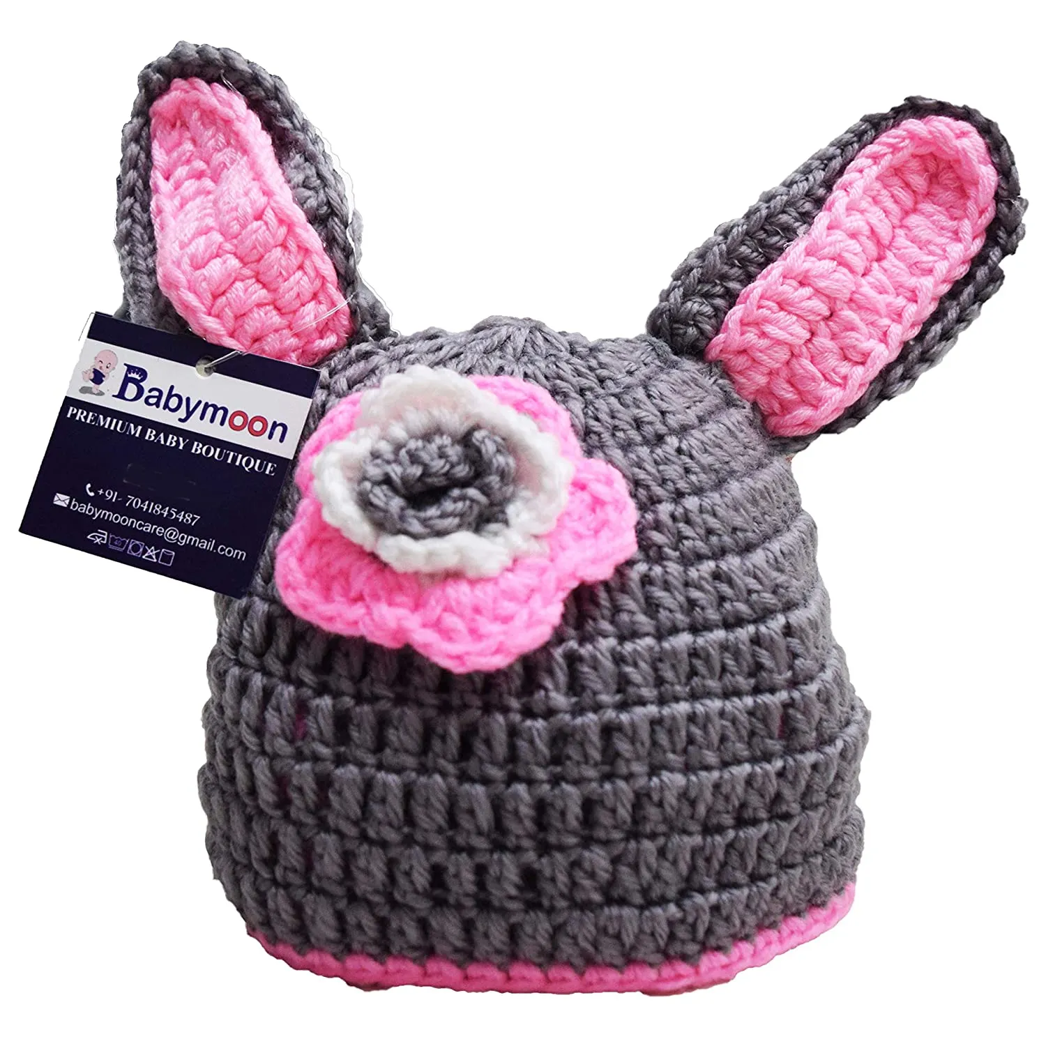 Babymoon Rabbit Newborn Photography Crochet Outfit Costume - Grey