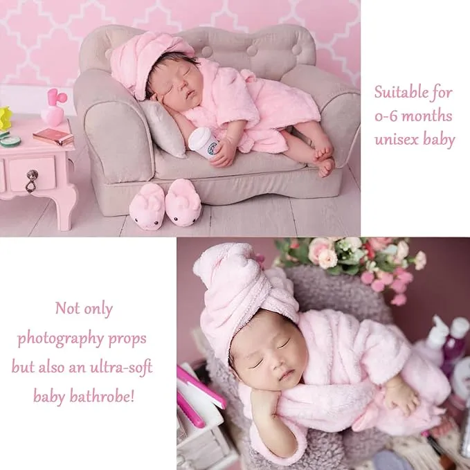 Babymoon Spa Bathrobe & Towel Set Newborn Photography Costume | Baby Gift Set | White