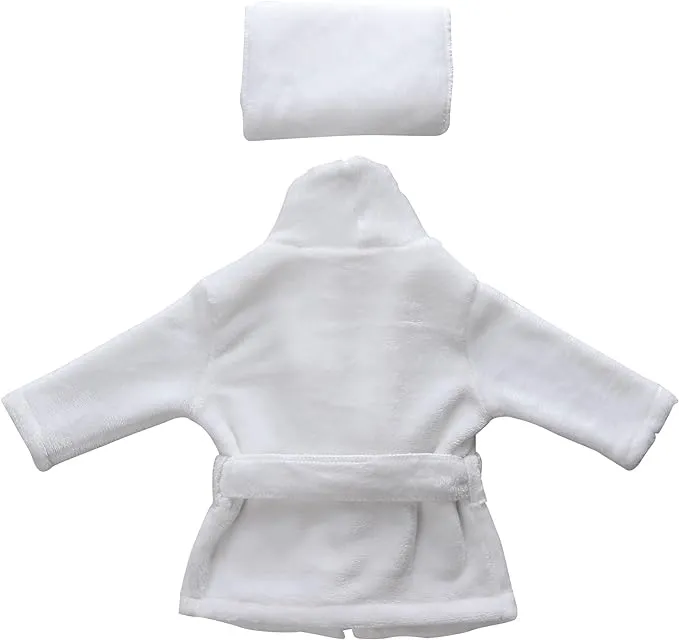 Babymoon Spa Bathrobe & Towel Set Newborn Photography Costume | Baby Gift Set | White