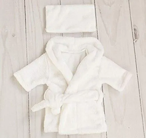 Babymoon Spa Bathrobe & Towel Set Newborn Photography Costume | Baby Gift Set | White