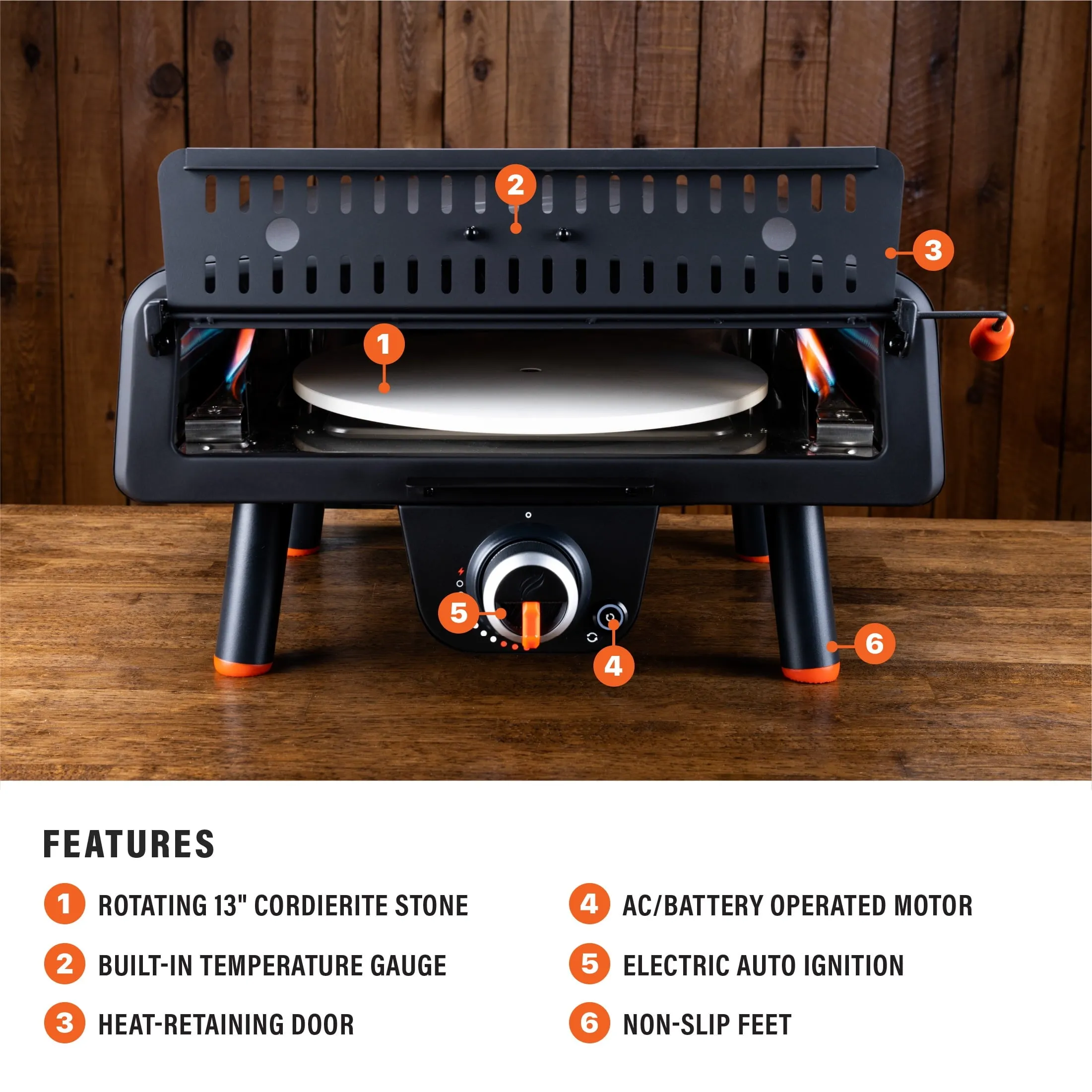 Blackstone Outdoor Tabletop Propane Pizza Oven with 13 Rotating Pizza Stone