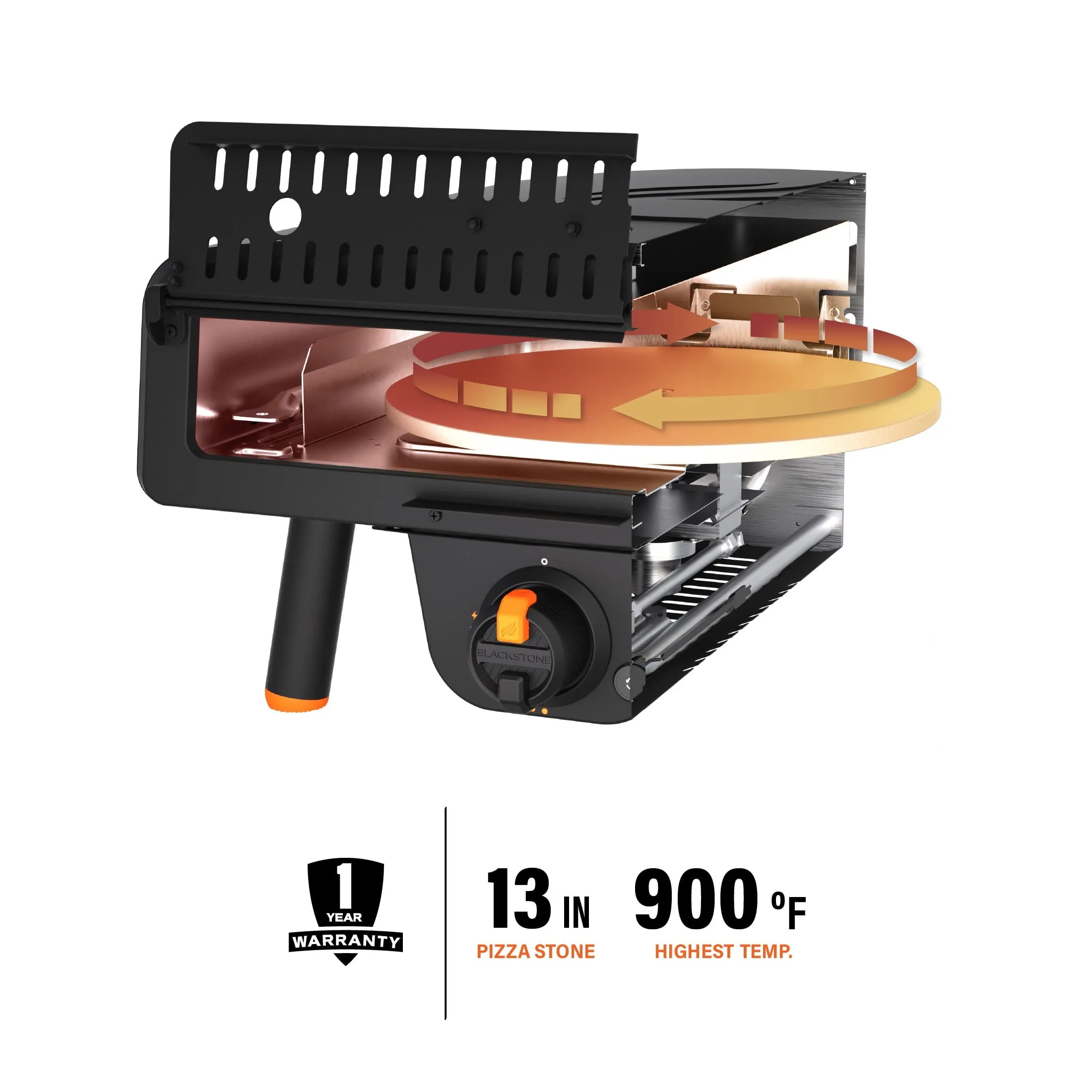 Blackstone Outdoor Tabletop Propane Pizza Oven with 13 Rotating Pizza Stone