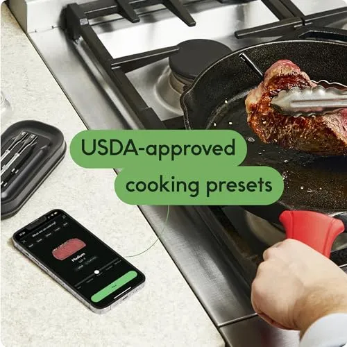 CHEF iQ Sense Smart Wireless Meat Thermometer with 3 Ultra-Thin Probes, Unlimited Range Bluetooth Meat Thermometer, Digital Food Thermometer for Remote Monitoring of BBQ Grill, Oven