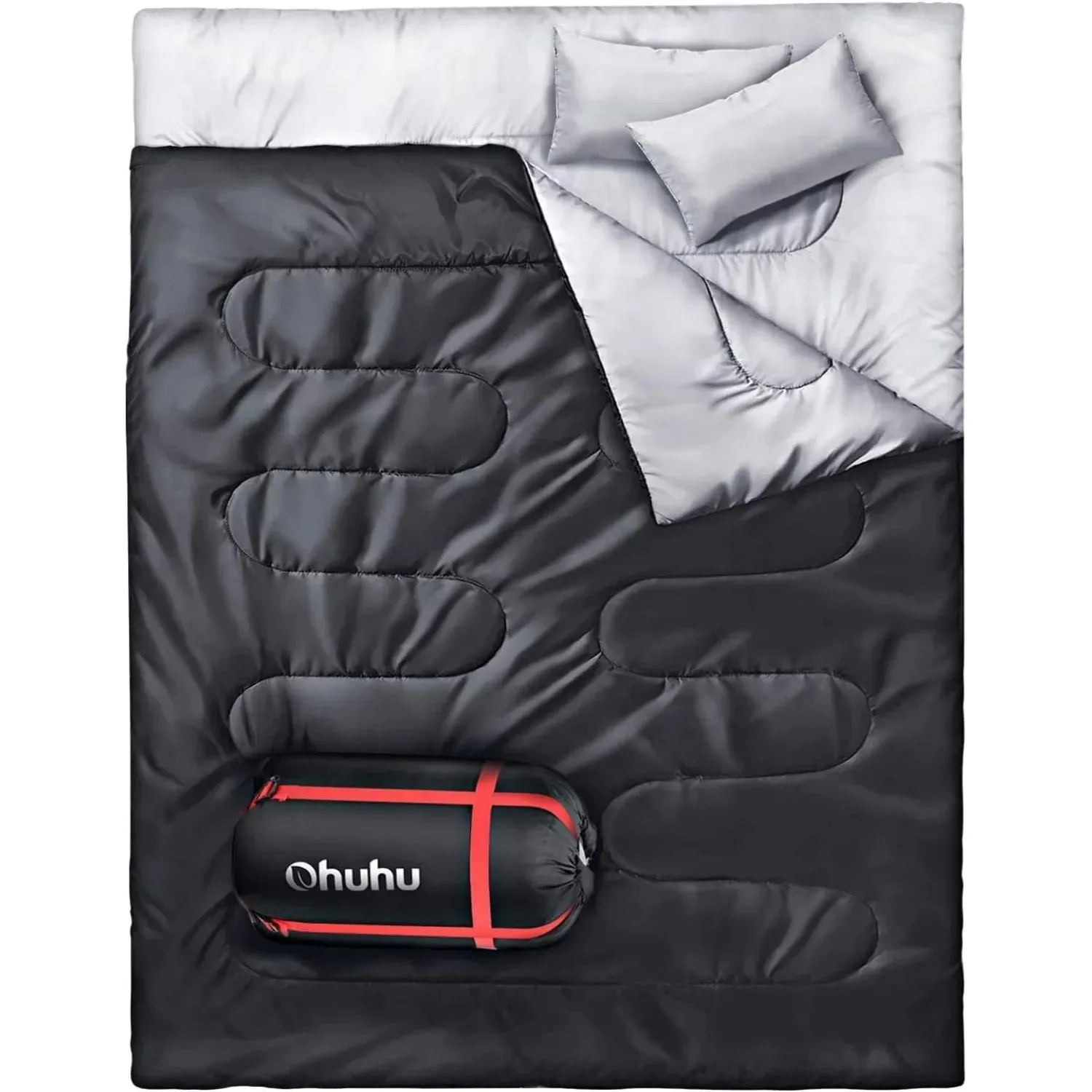 Double Sleeping Bag Ohuhu Sleeping Bags for Adults with 2 Pillows 2 Person Bag for Kids Waterproof Large Sleeping Bags