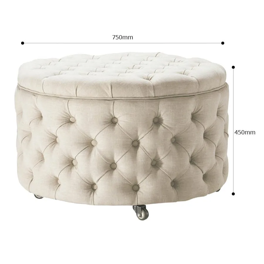Emma Storage Ottoman Large 75cm Wheat