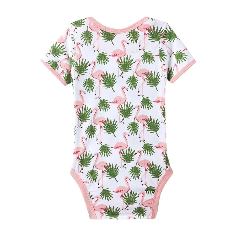 Flamingo Print Baby Girl Romper (Pack of 3)