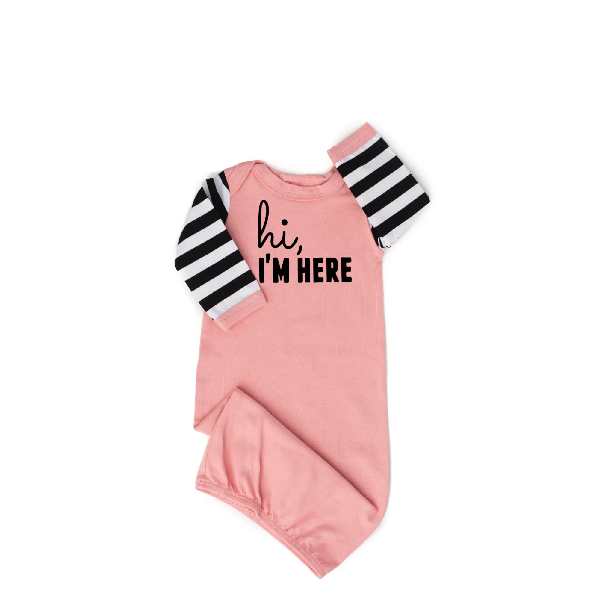 Hi, I'm Here Handmade gown - Pink with black stripes