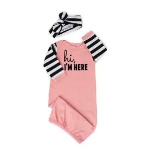 Hi, I'm Here Handmade gown - Pink with black stripes