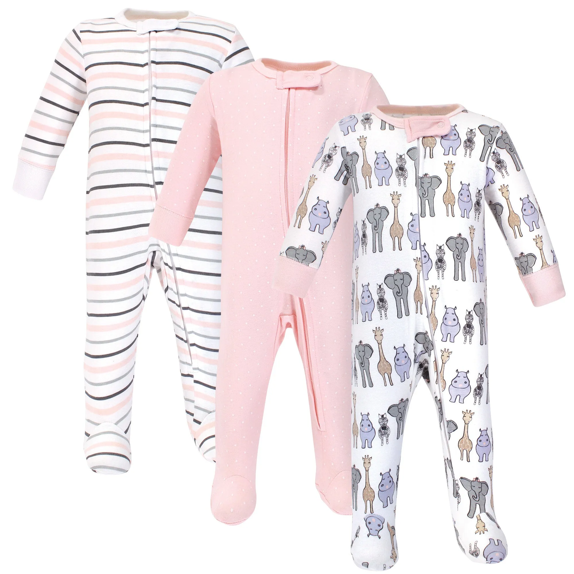 Hudson Baby Cotton Sleep and Play, Pink Safari