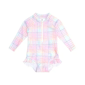 Huxbaby Rainbow Check Frill Zip Swimsuit