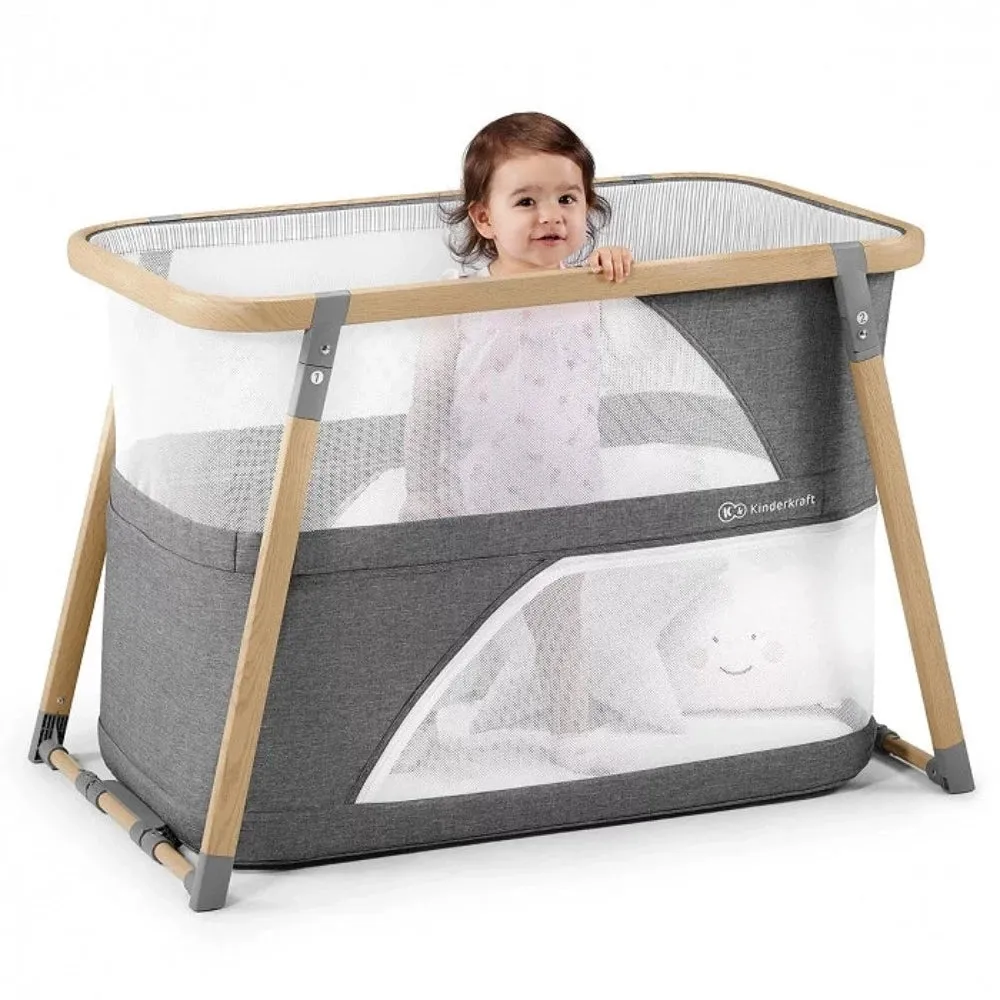 Kinderkraft Sofi Travel Cot With Playpen Function Grey