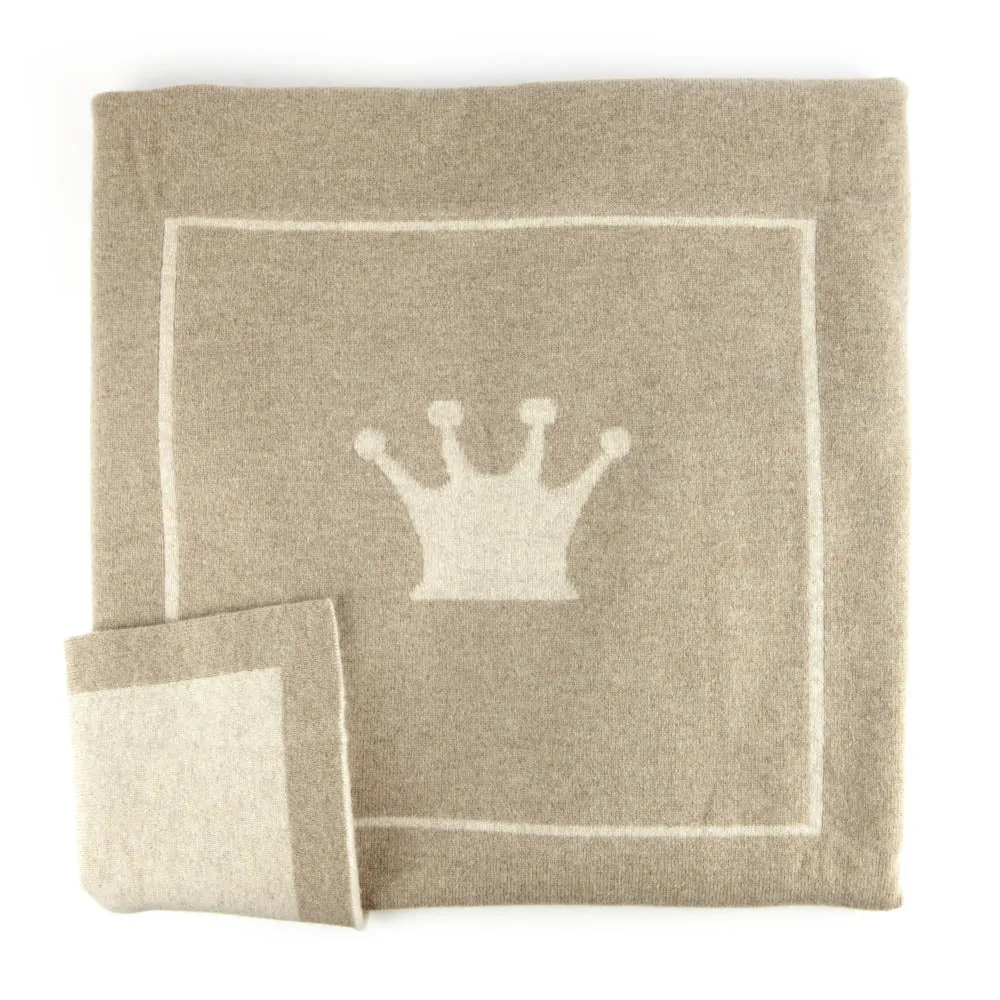Little Royals Cashmere Crown Plaid - Beige/Natural