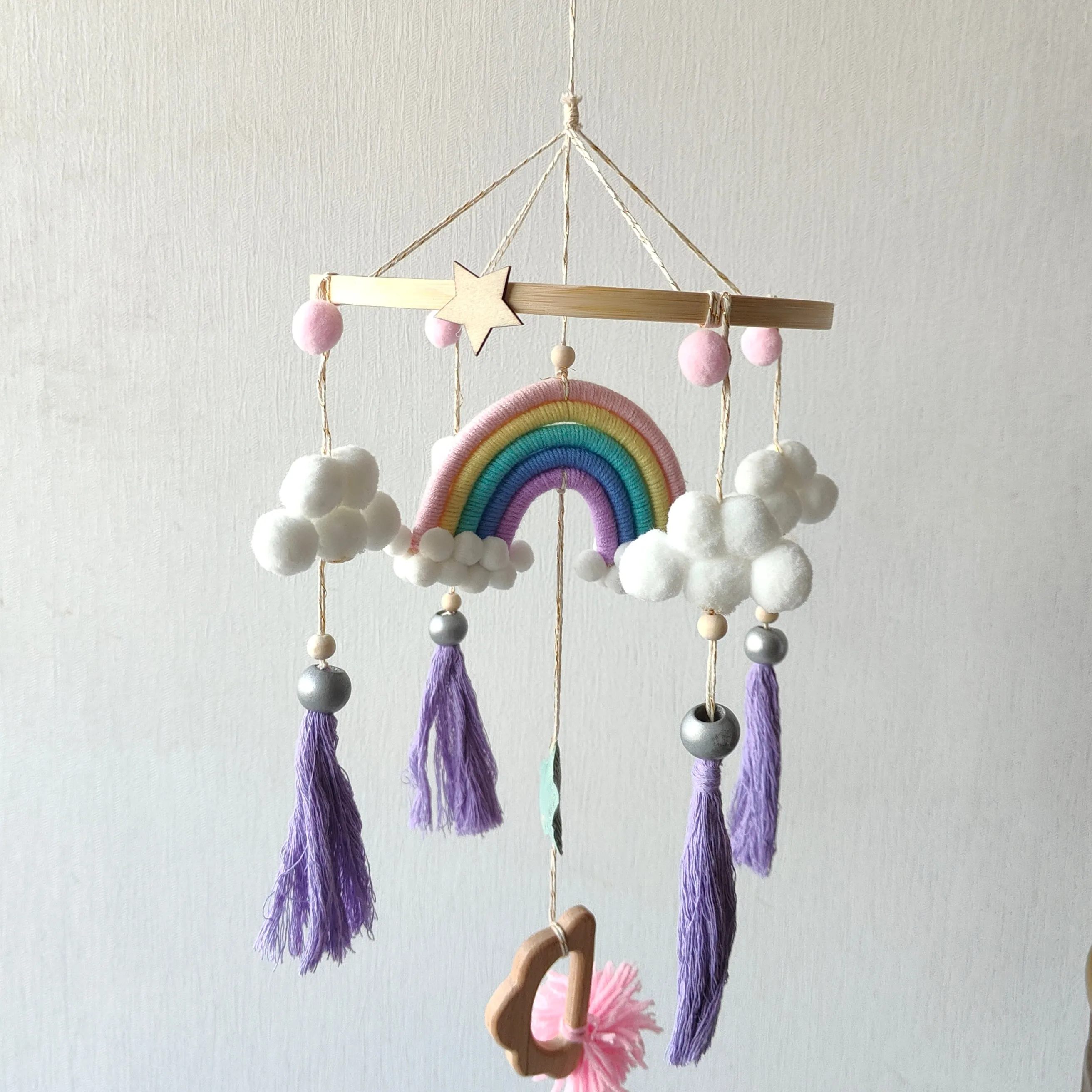 Macrame Cot / Crib Mobile - Rainbow Dreams
