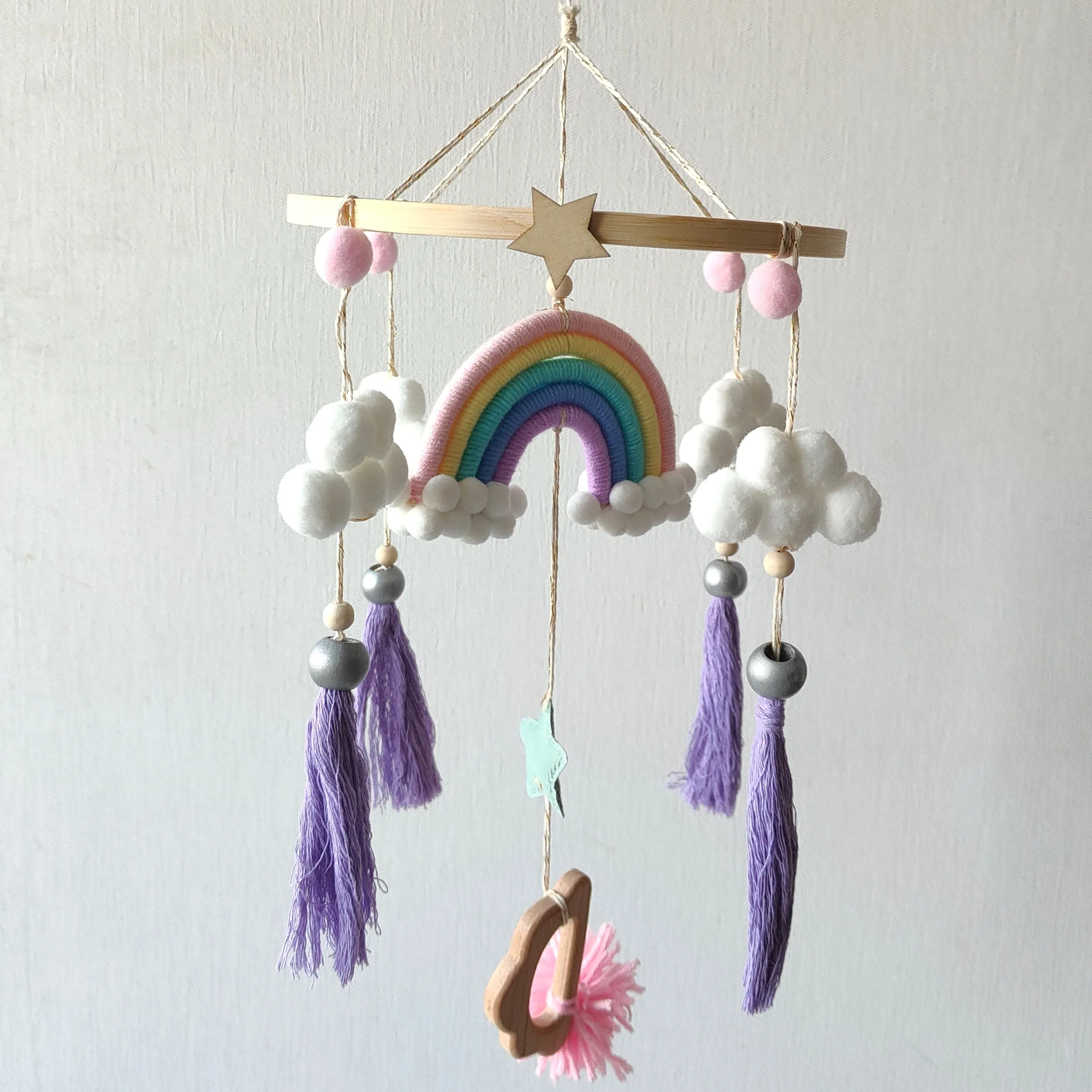 Macrame Cot / Crib Mobile - Rainbow Dreams