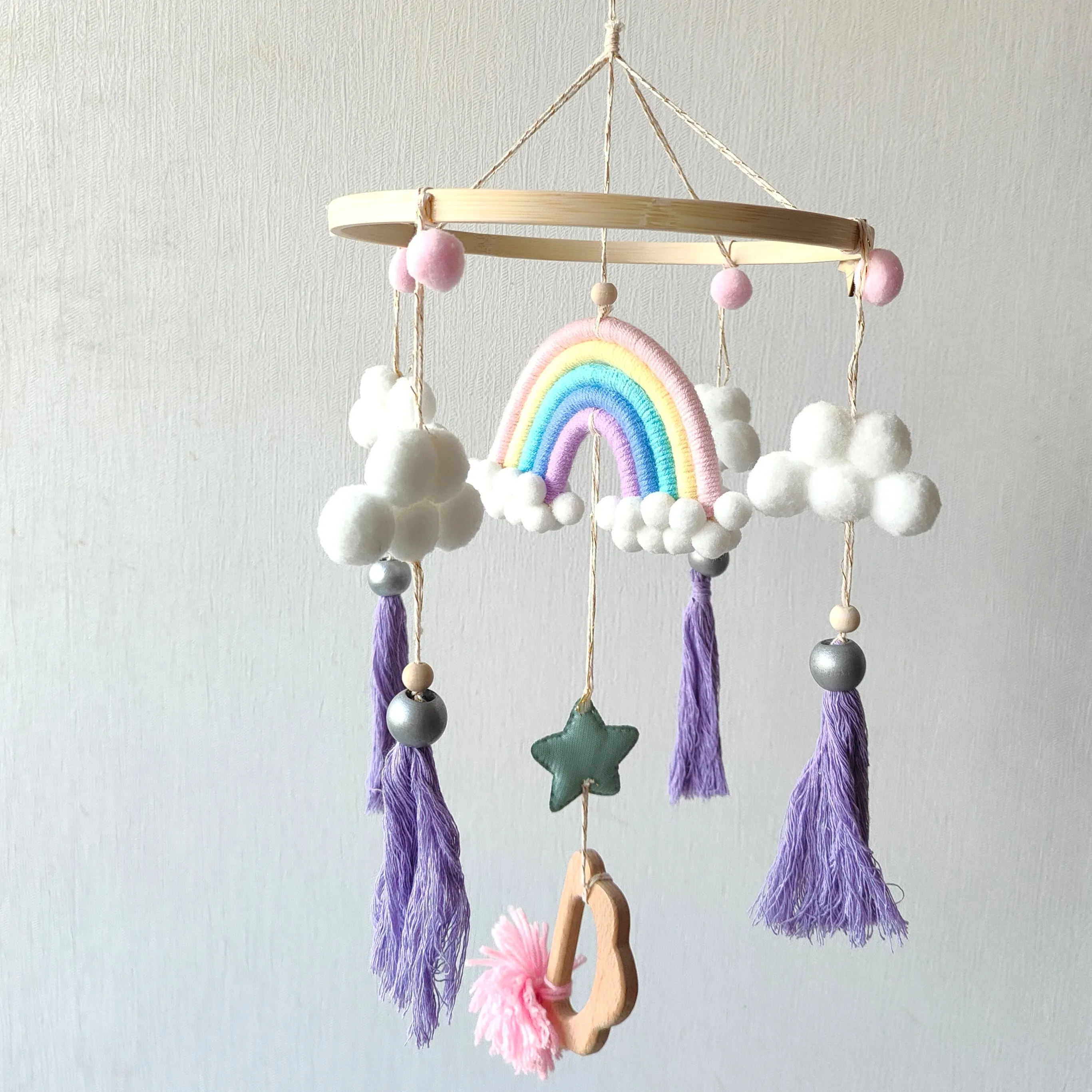 Macrame Cot / Crib Mobile - Rainbow Dreams