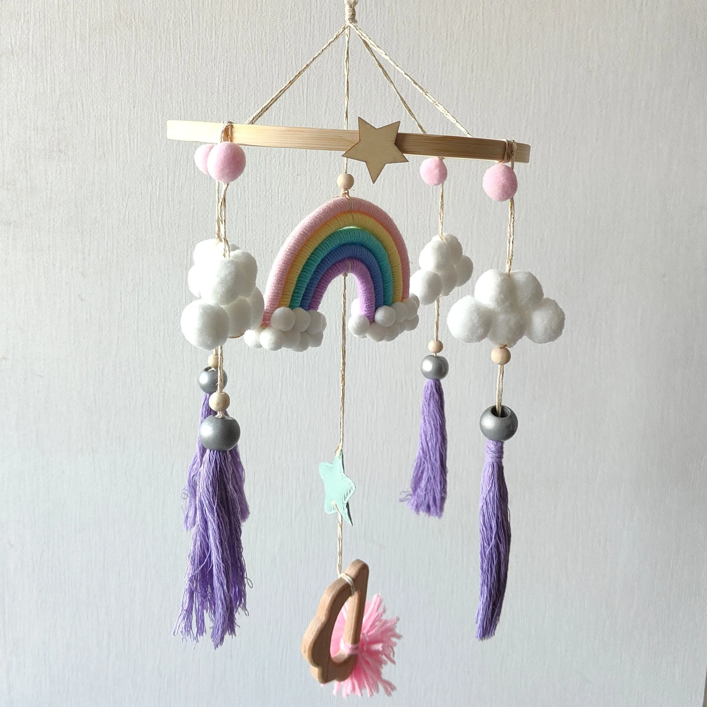 Macrame Cot / Crib Mobile - Rainbow Dreams