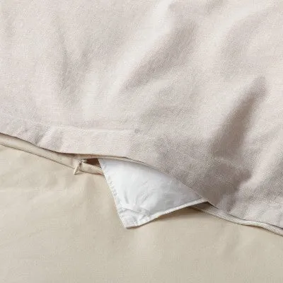 New - Full/Queen Cotton Linen Chambray Duvet Cover & Sham Set Khaki - Threshold