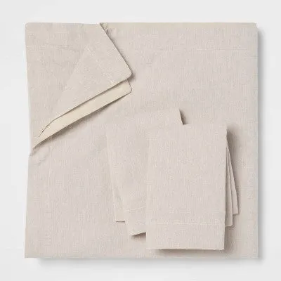 New - Full/Queen Cotton Linen Chambray Duvet Cover & Sham Set Khaki - Threshold