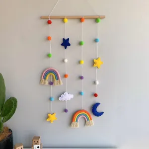 Rainbow Moon Star Felt Macramé