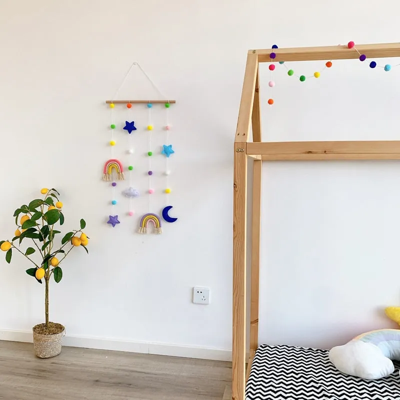Rainbow Moon Star Felt Macramé