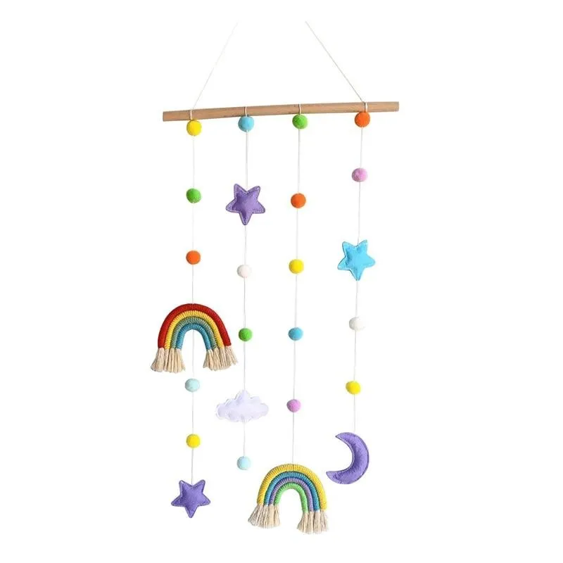 Rainbow Moon Star Felt Macramé