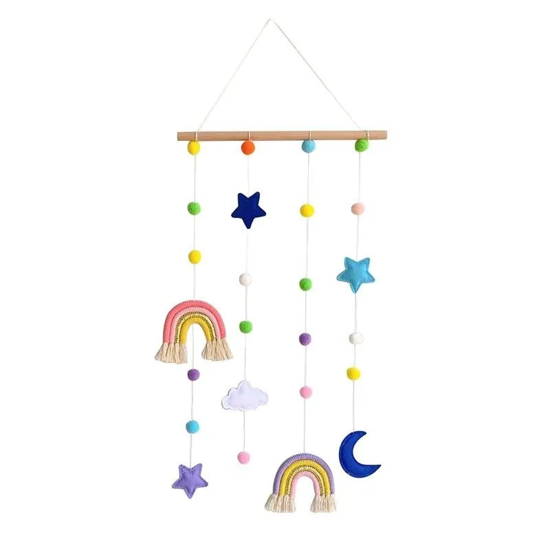 Rainbow Moon Star Felt Macramé