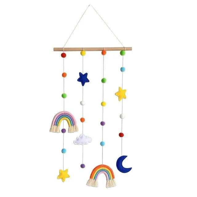 Rainbow Moon Star Felt Macramé