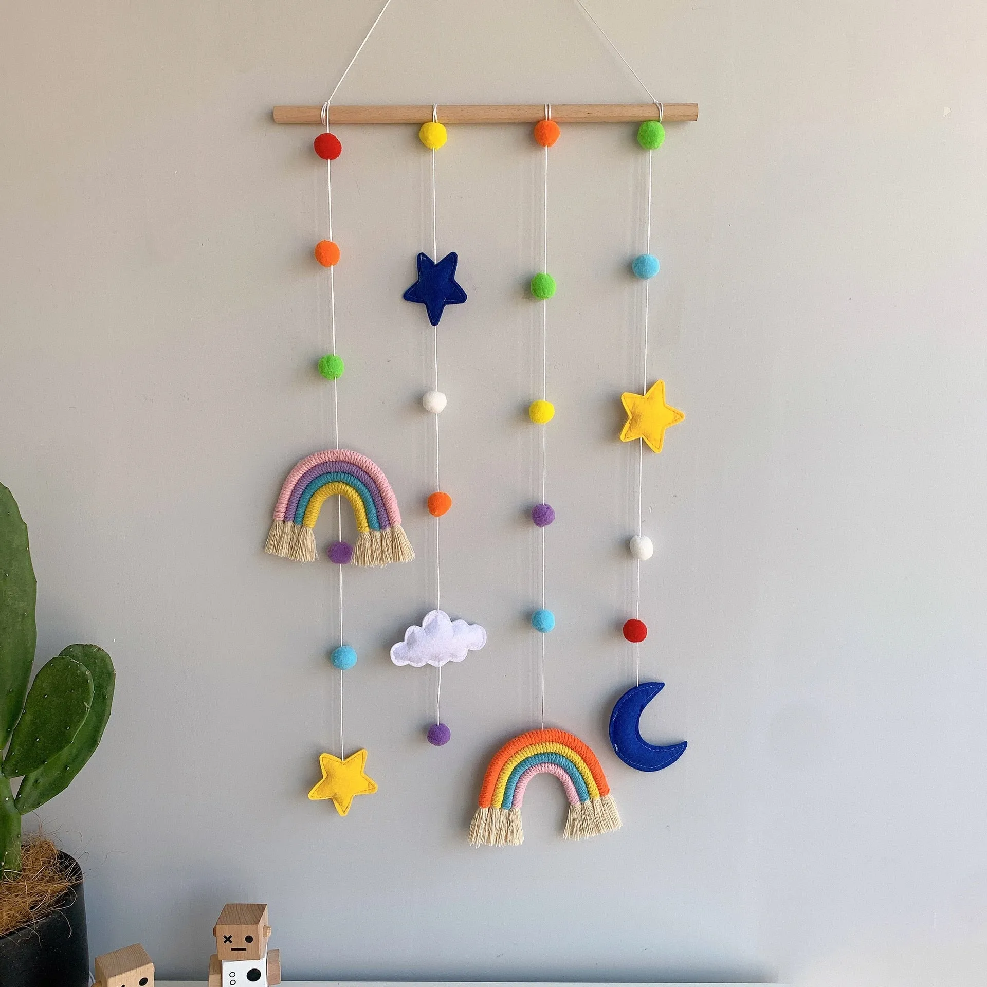 Rainbow Moon Star Felt Macramé