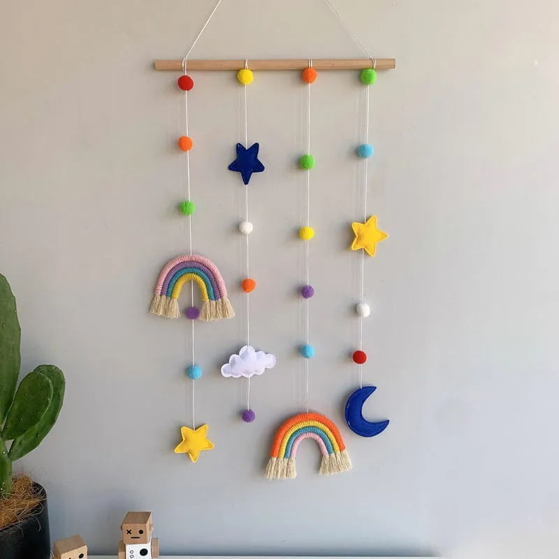 Rainbow Moon Star Felt Macramé