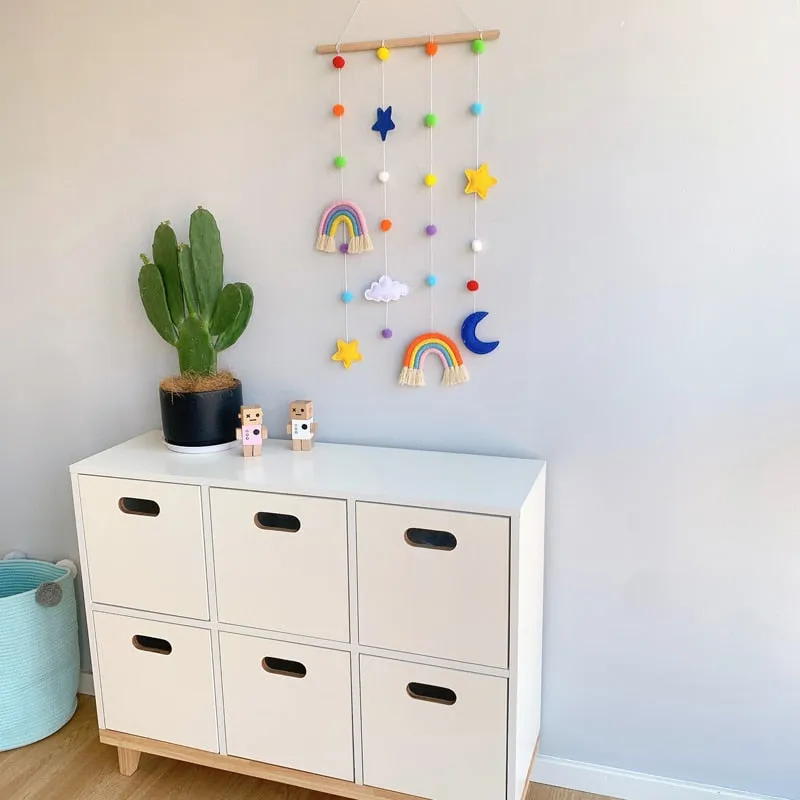 Rainbow Moon Star Felt Macramé