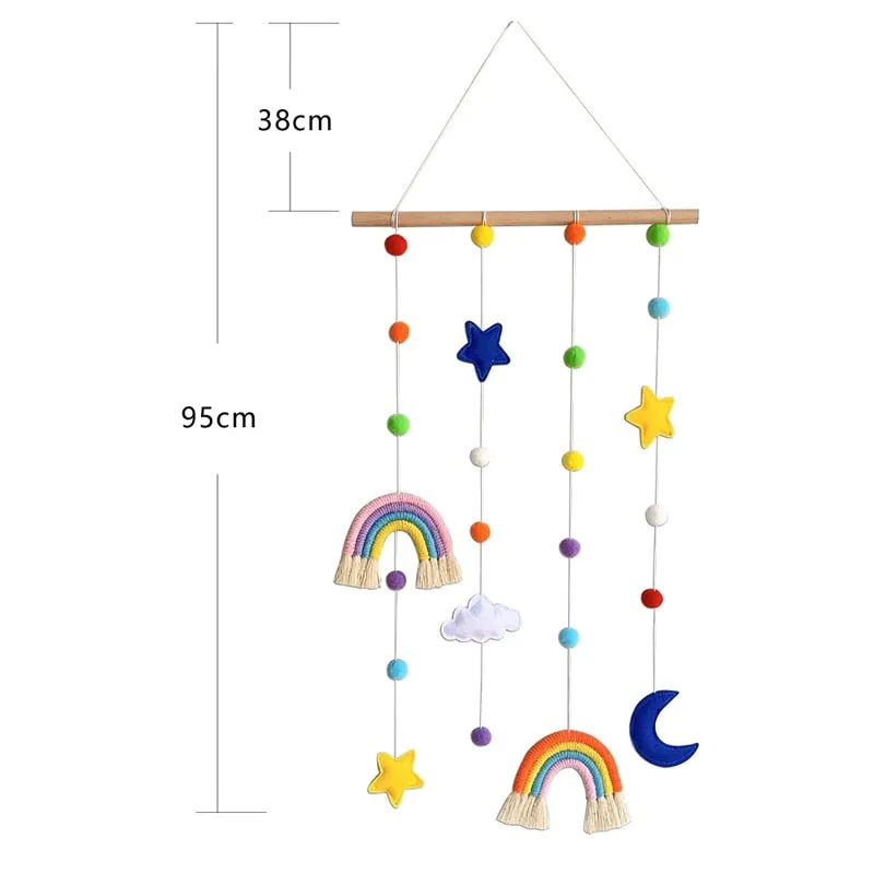 Rainbow Moon Star Felt Macramé