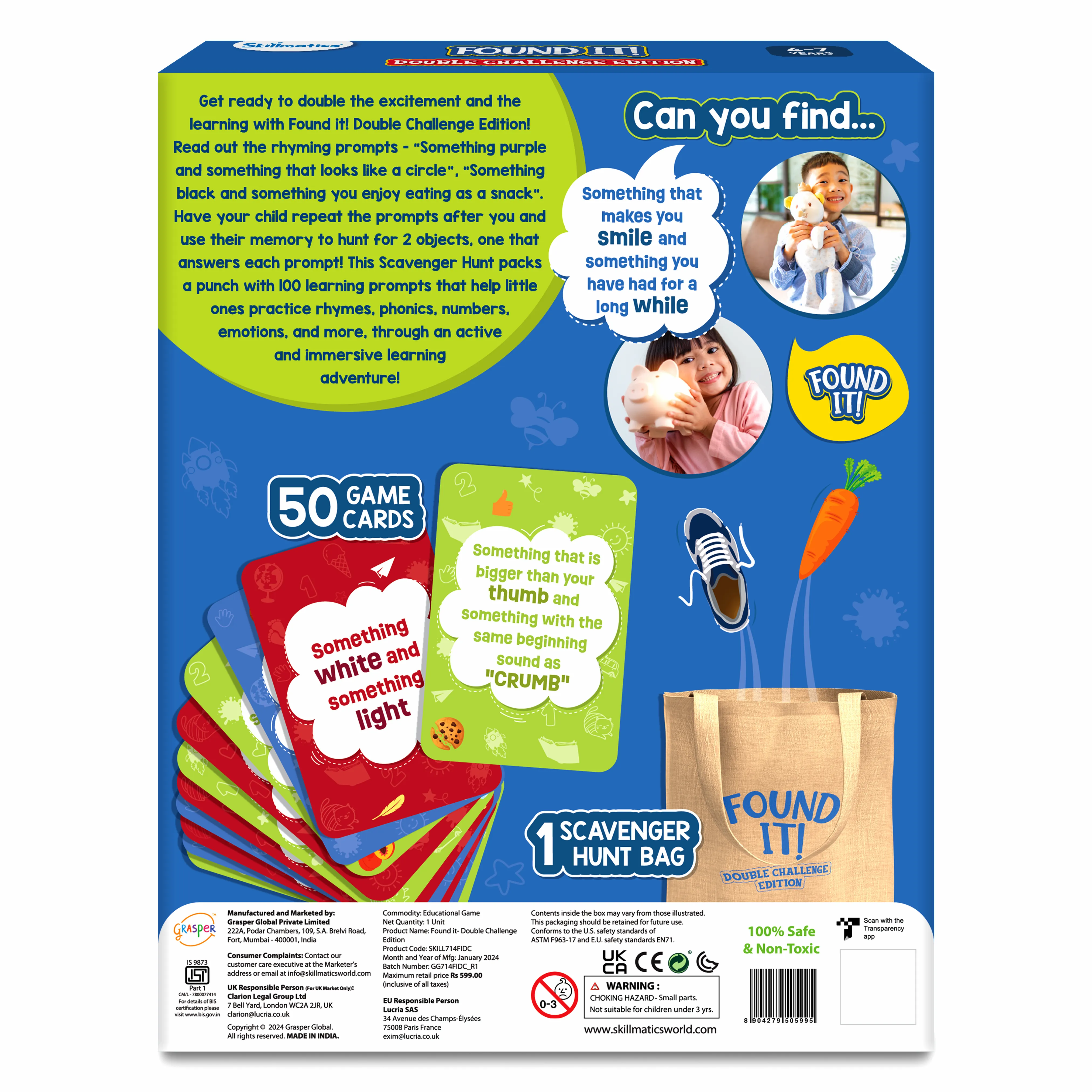 Skillmatics Card Game - Found It Indoor, Double Challenge Scavenger Hunt for Kids, Boys, Girls, and Families Who Love Board Games and Educational Toys, Travel Friendly, Gifts for Ages 4, 5, 6, 7