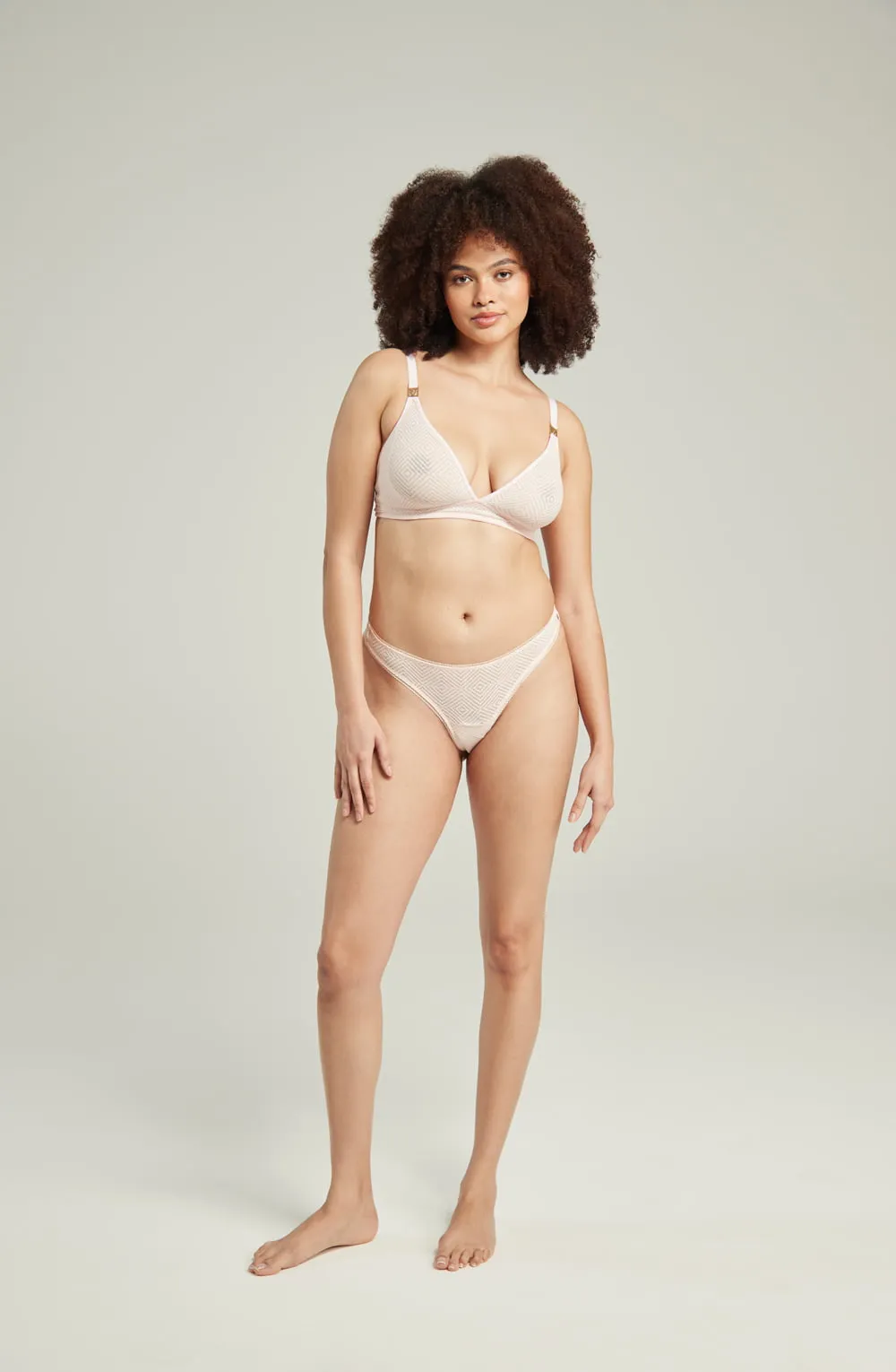 The Sheer Deco Barely There Thong Blush Pink