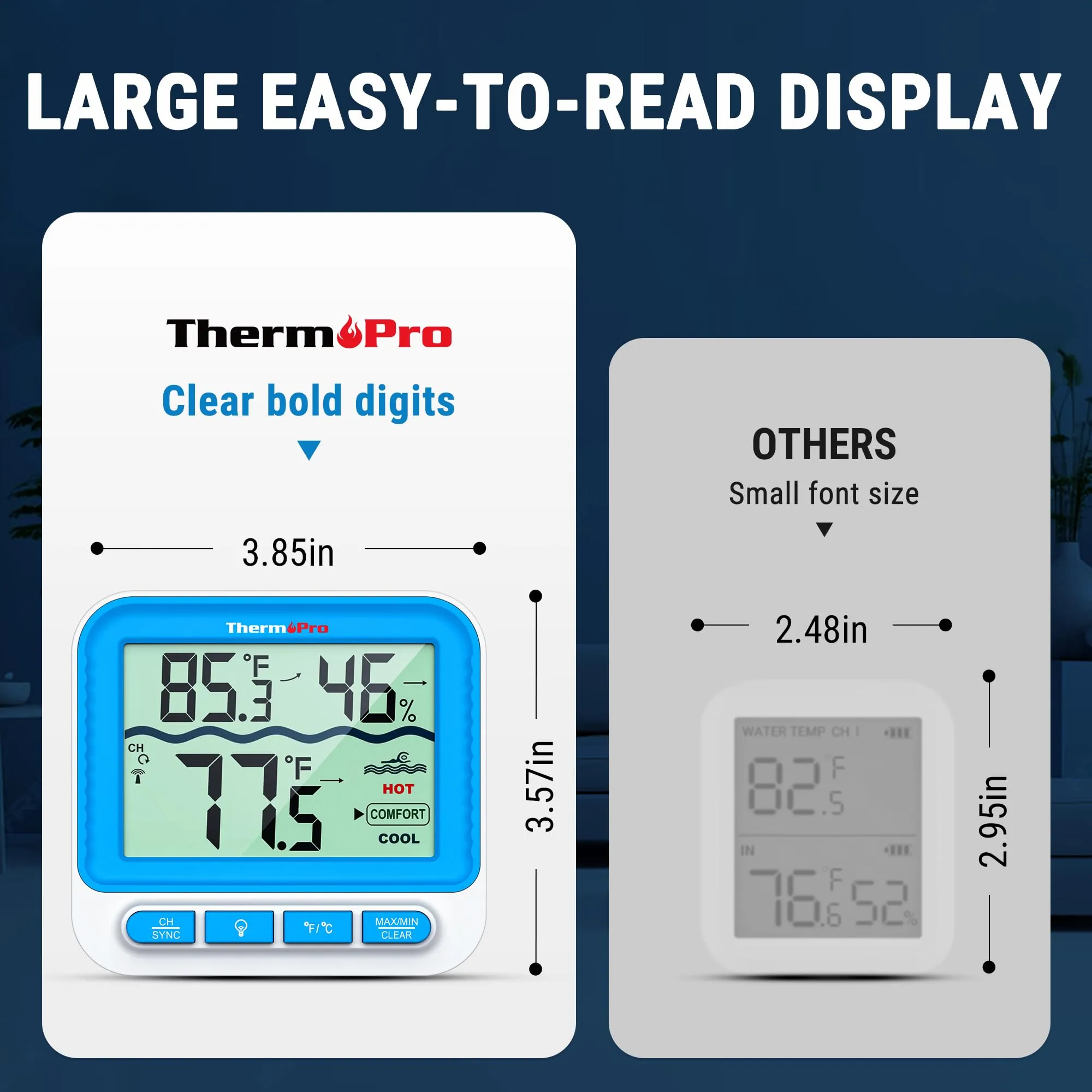ThermoPro Digital Pool Thermometer Floating Easy Read, Large Size Water Thermometer for Cold Plunge, IPX8 Waterproof Water Temperature Monitor for Hot Tub/Ice Bath/Swimming Pool/SPA/Aquarium/Pond