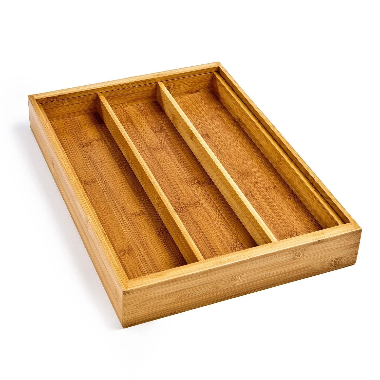 White Whale Drawer Dividers silverware tray Expandable Utensil Cutlery Tray Wooden Adjustable Flatware Organizer Kitchen Storage Holder for Knives Forks Spoons Accessories Gadgets